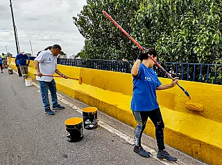 Secretaria de Transportes realiza manutenção no viaduto Ryu Mizuno