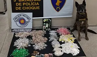 Canil da PM de Suzano e Força Tática de Itaquá apreendem mais de 2,2 mil drogas; quatro suspeitos são detidos